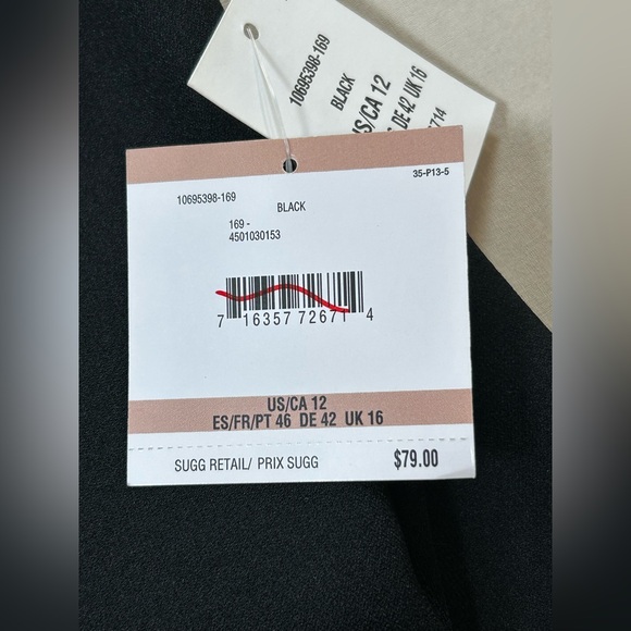 NWT Kasper Black Lined Sheath Dress Size 12 - Picture 6 of 10